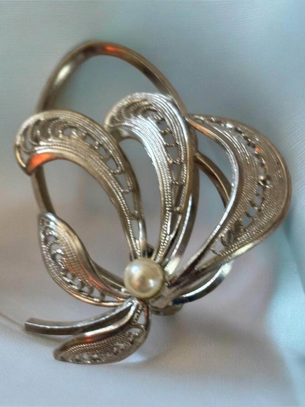 Vintage Sterling Silver and Pearl Brooch West Germany Stamped